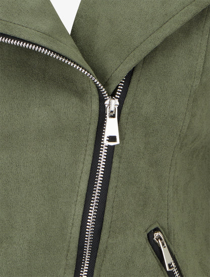 Veste style perfecto en suédine - Kaki - 3