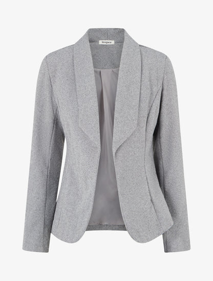 Blazer ouvert en feutrine motif chevron - Gris - 1