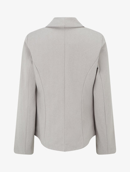 Blazer ouvert en feutrine motif chevron - Beige - 2