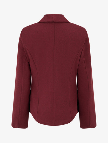 Blazer ouvert en feutrine motif chevron - Lie de vin - 2