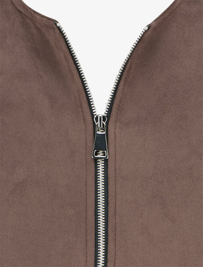 Veste en suédine style bomber coupe oversize - Marron - 3
