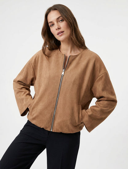 Veste bomber suédine bords élastiqués - Camel