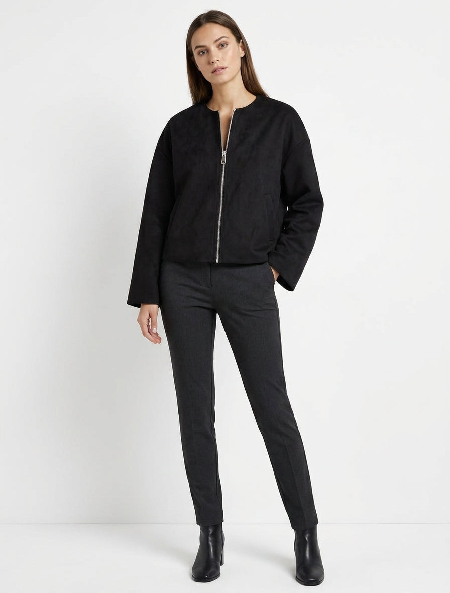 Veste bomber suédine bords élastiqués - Noir