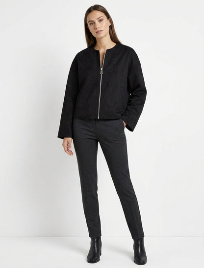 Veste bomber suédine bords élastiqués - Noir