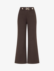 Pantalon ample taille haute bijoux - Marron - 1