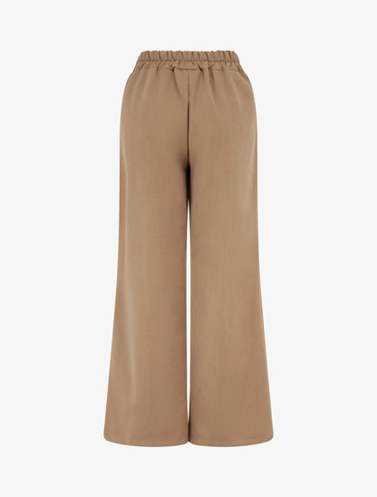 Pantalon uni à taille élastiquée - Camel - 2