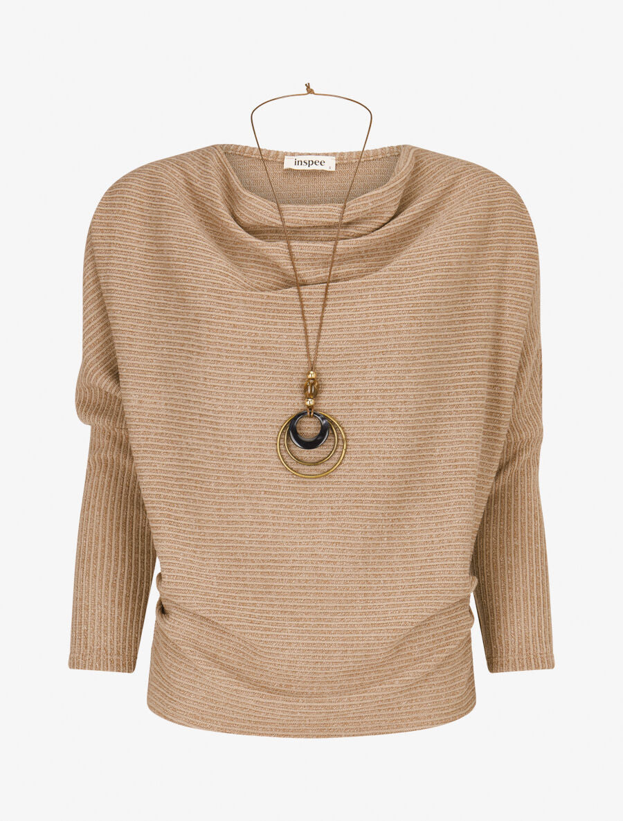 Pull côtelé et irisé - Taupe - 5
