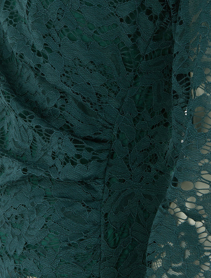 Top en dentelle à col montant - Vert foncé - 3