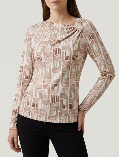Top stretch à épaule froncée - Beige