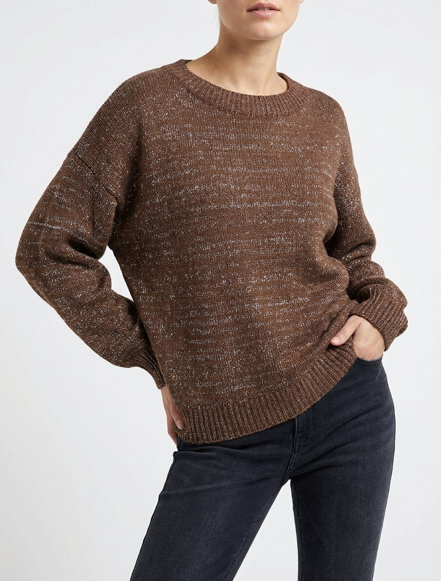 Pull ample en maille irisée - Marron