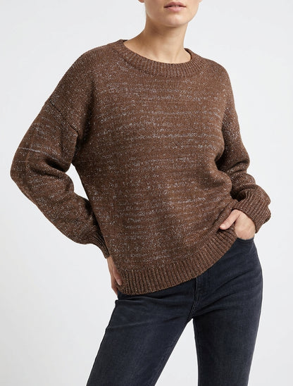 Pull ample en maille irisée - Marron