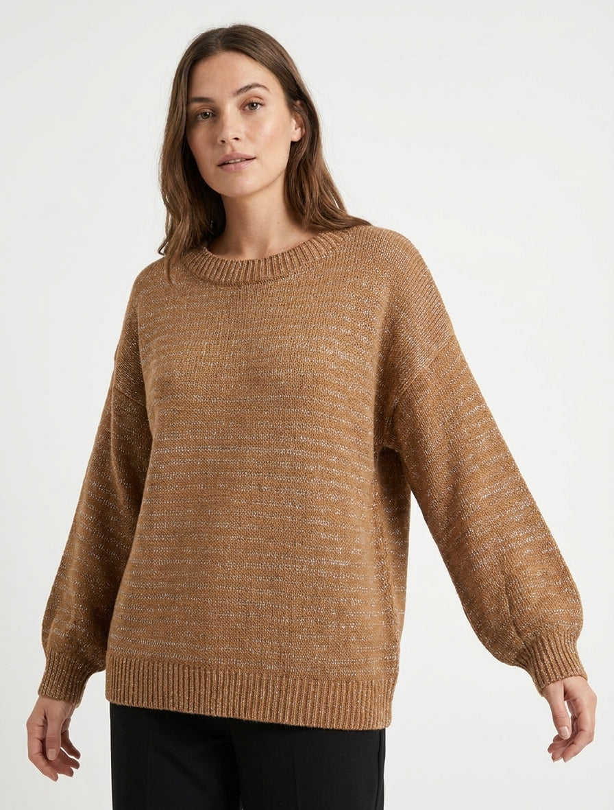 Pull ample en maille irisée - Camel