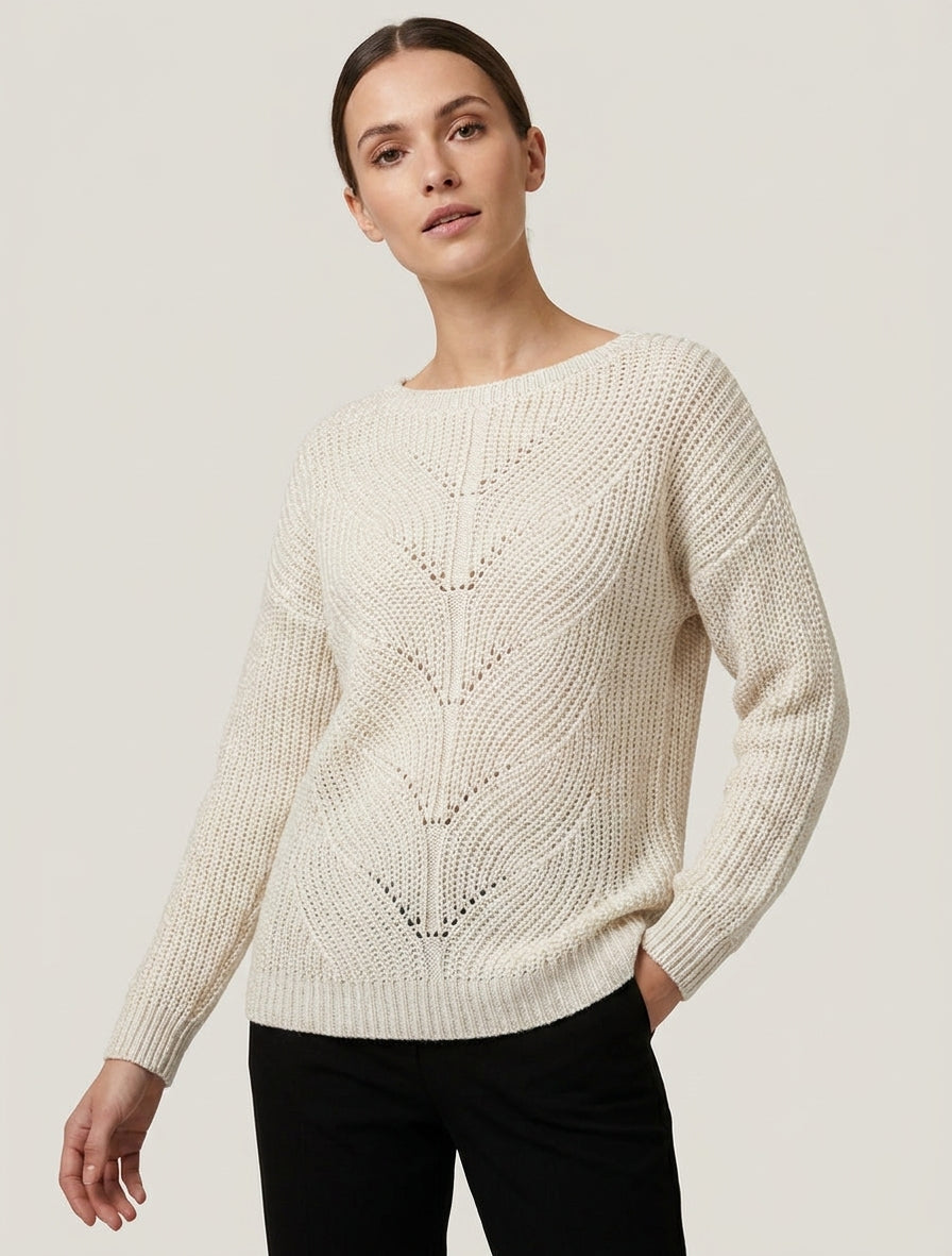 Pull droit en maille irisée - Écru