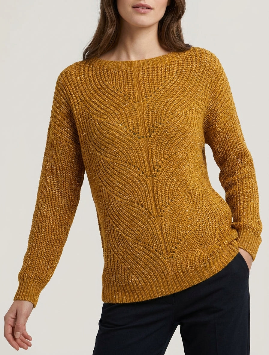 Pull droit en maille irisée - Moutarde