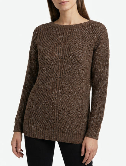 Pull droit en maille irisée - Marron
