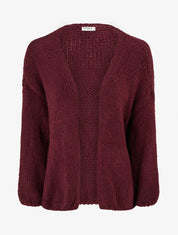 Gilet ouvert en maille épaisse coupe ample - Lie de vin - 1