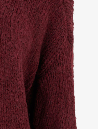 Gilet ouvert en maille épaisse coupe ample - Lie de vin - 3