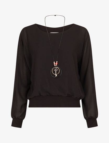 Top uni en voile - Noir - 5