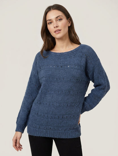 Pull ample à manches longues - Bleu