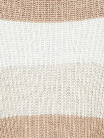 Pull à rayures coupe droite - Beige - 3