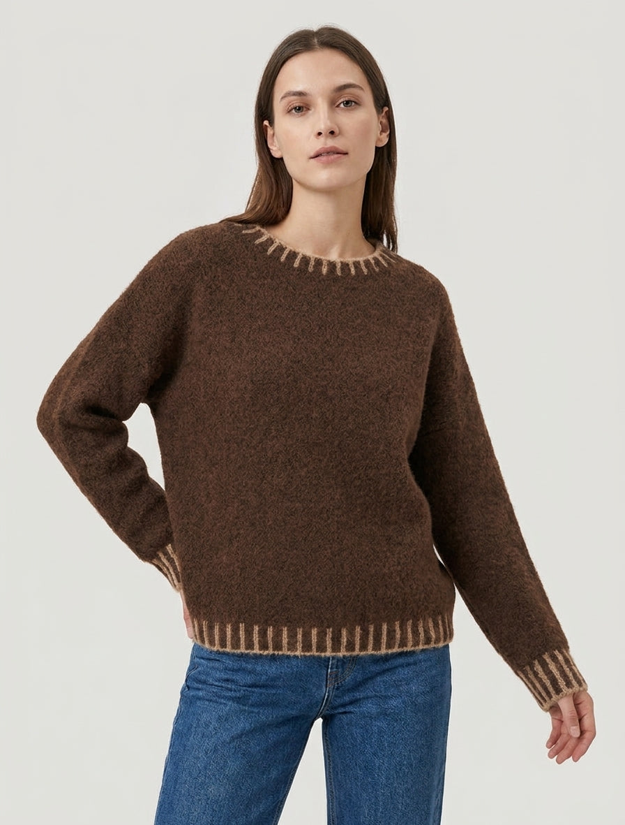 Pull en laine col montant - Marron