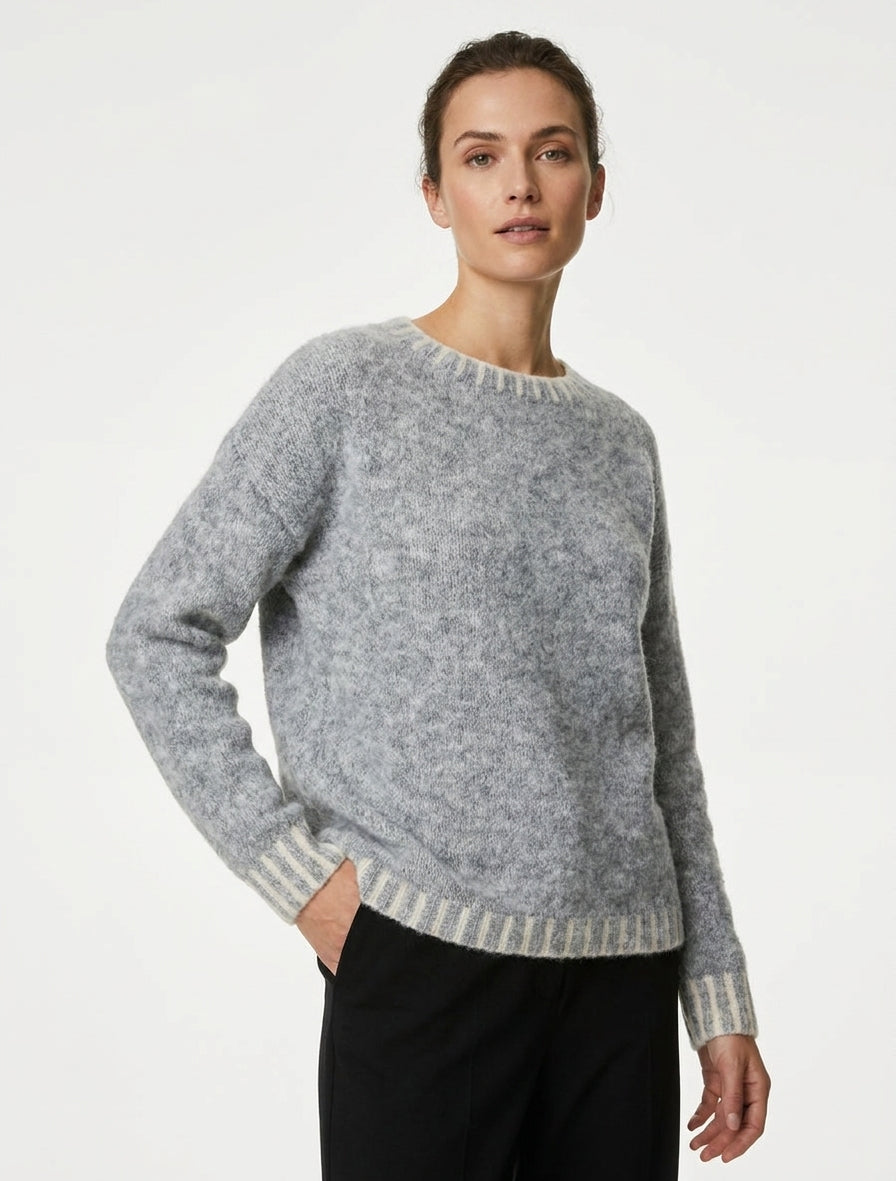 Pull ample col montant - Gris