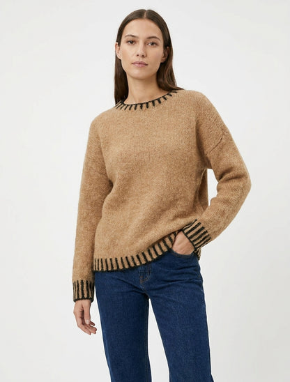 Pull en laine mélangée col montant - Camel