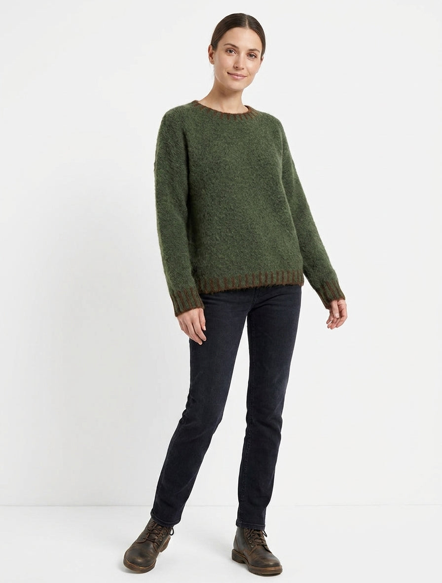 Pull en laine col montant ample - Kaki