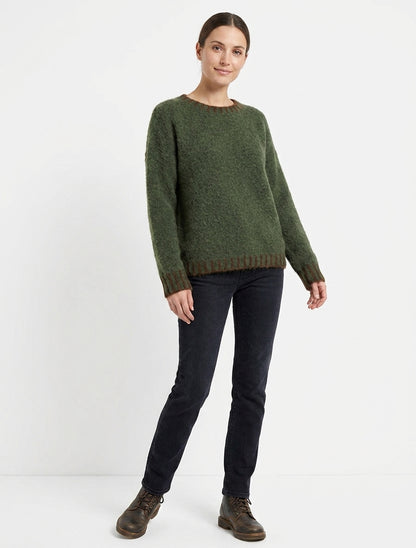 Pull en laine col montant ample - Kaki