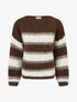 Pull ample en laine mélangée à rayures stylisées - Marron - 1