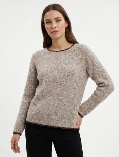 Pull ample à bords contrastants - Taupe