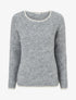 Pull en laine mélangée à liseré contrastant - Gris - 1