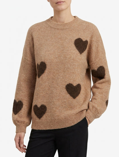 Pull en laine mélangée col montant - Camel
