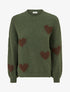 Pull en laine mélangée à motif coeur - Kaki - 1