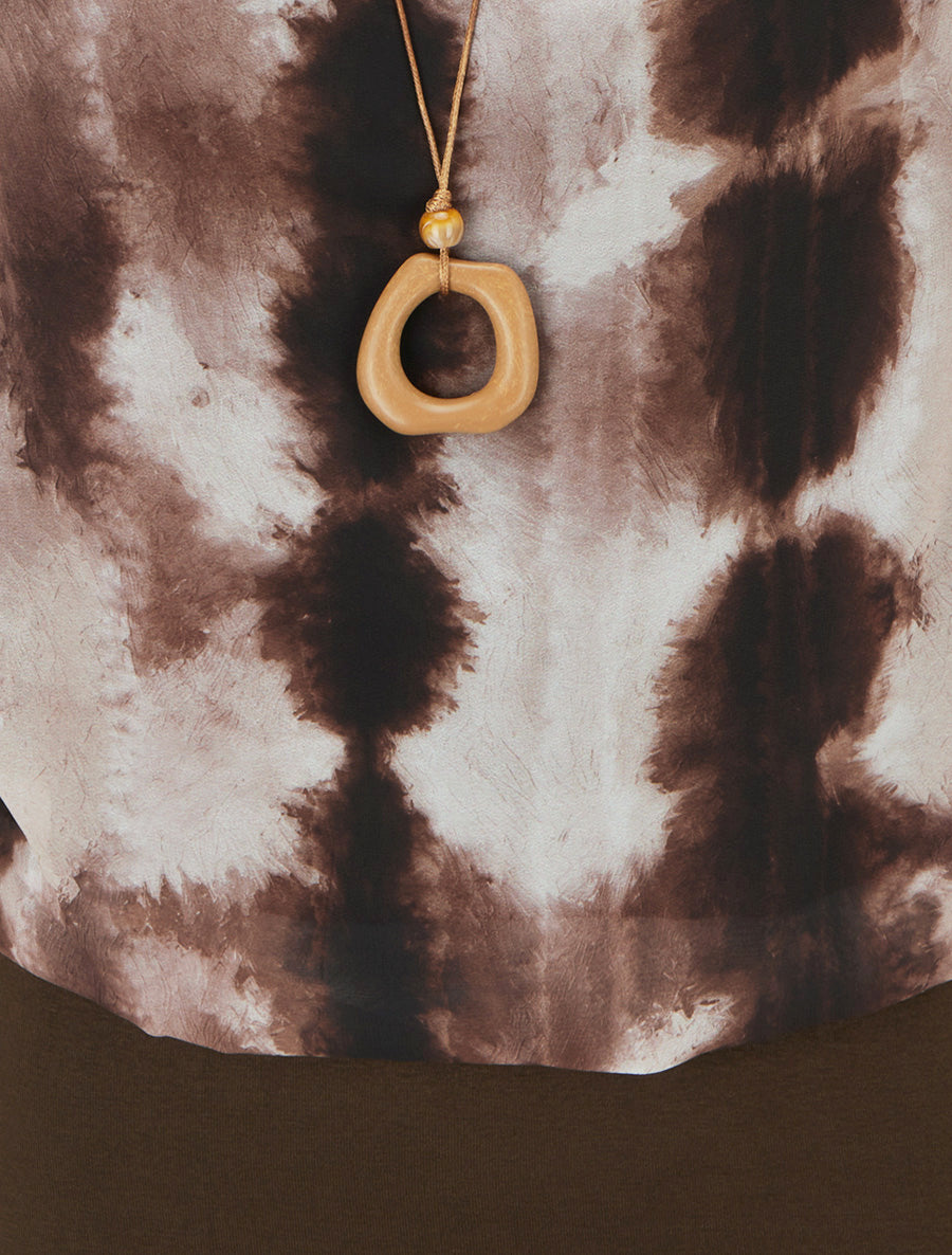 Top imprimé aquarelle à manches longues chauve-souris - Marron - 3