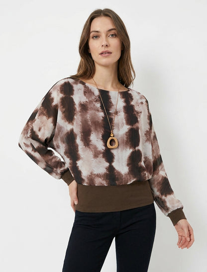 Top voile coupe boule manches chauve-souris - Marron