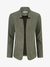 Veste droite en suédine à col cranté - Kaki - 1