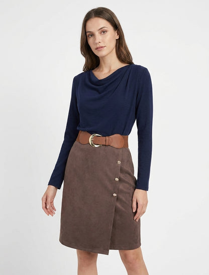 Robe bimatière col bénitier - Marine