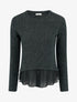 Pull droit duveteux à bord en voile - Gris foncé - 1