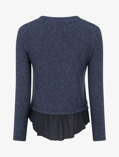 Pull droit duveteux à bord en voile - Marine - 2