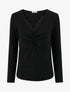 Pull fin à col V en dentelle - Noir - 1