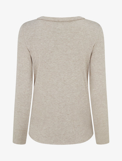 Pull droit effet drapé à col rond - Taupe clair - 2