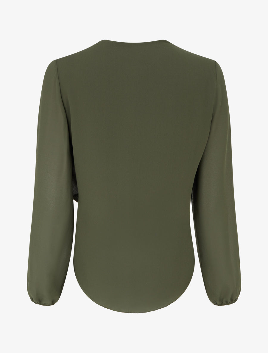 Top boule en voile à col cache-coeur - Kaki - 2