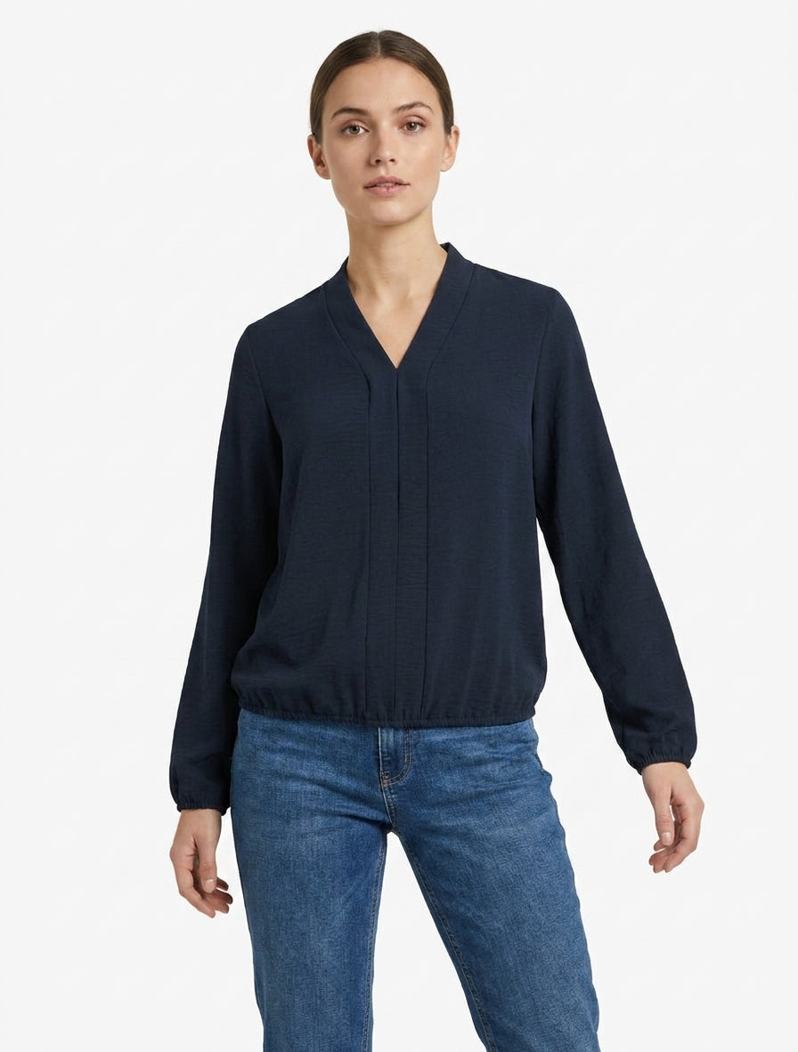 Top boule fluide col V - Marine