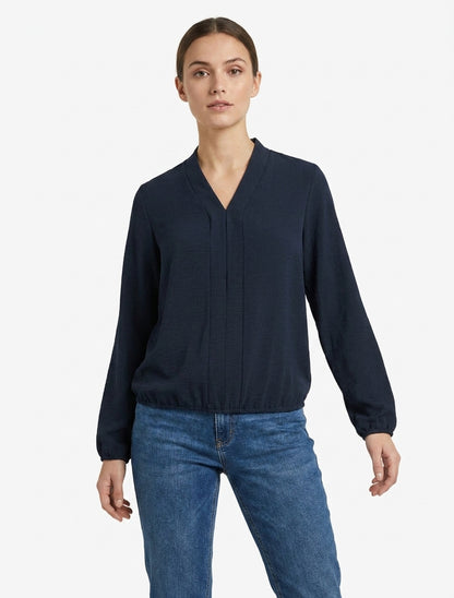 Top boule fluide col V - Marine