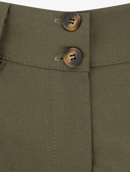 Pantalon uni à fermeture boutonnée - Kaki - 3