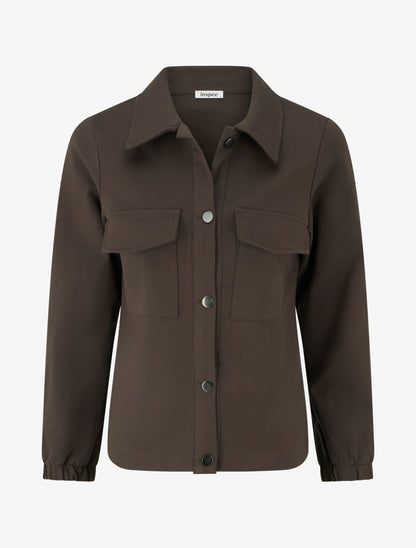 Veste unie à poignets élastiqués - Marron - 1
