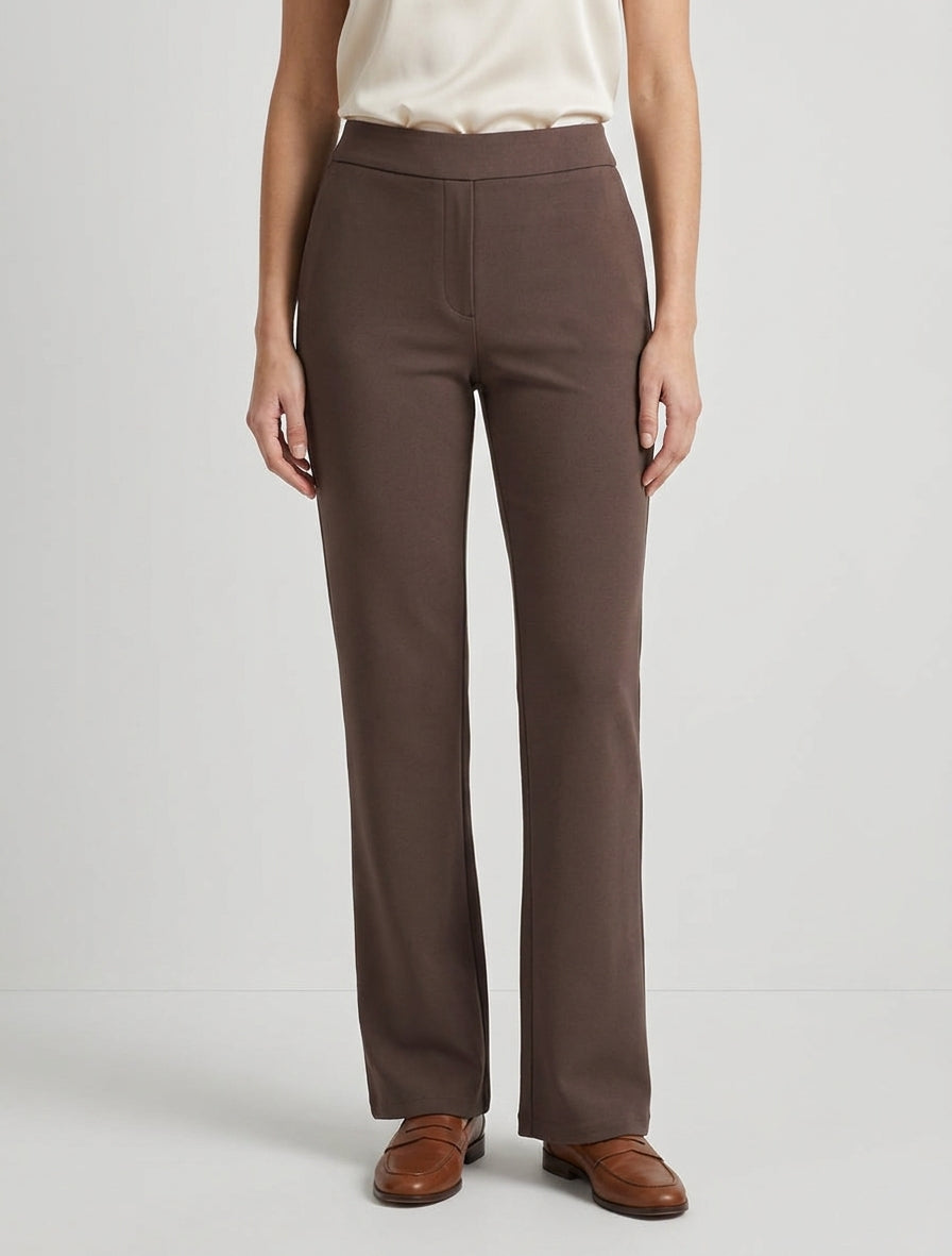 Pantalon droit taille haute - Marron