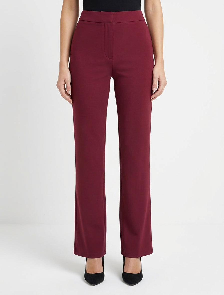 Pantalon stretch taille haute - Bordeaux