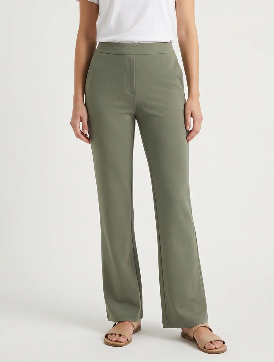 Pantalon stretch taille haute - Kaki